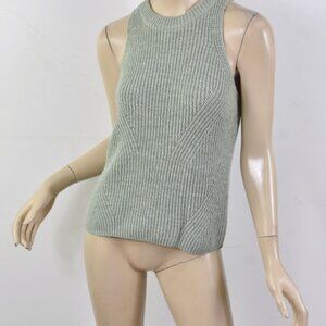 MADEWELL Sage Green JENSEN SWEATER TANK Chunky Knit Cutaway Arms Size S